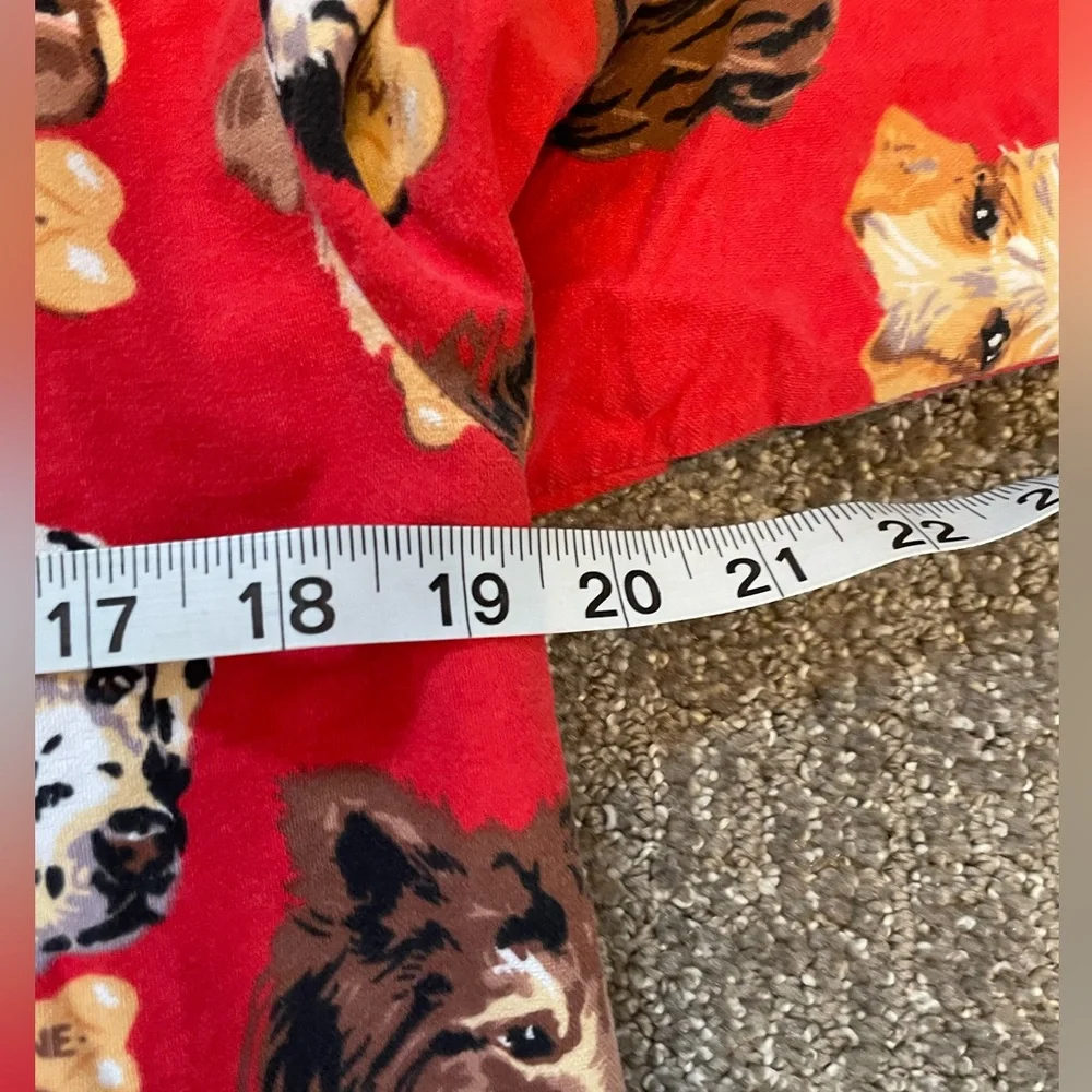 Nick & Nora Pajama Top Red Milk Bone Dogs Button Up Flannel PJs Size Small - Picture 5 of 6
